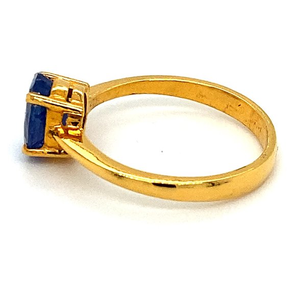 GIA Blue Sapphire 2.10ct Solid 22K Gold Ring - Picture 6 of 10